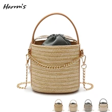 2018 Fashion Summer Tote Handbag Hand-Woven Straw Bag Popularity Straw Women Shoulder Bag Beach Holiday Travel High Quality Bag two tone straw tote bag