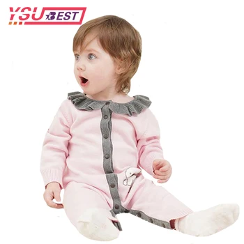 

2019 Newborn Baby Girl Romper Spring Cartoon Rabbit Knitted Toddler Girls Jumpsuits Long Sleeve Infant Overalls Children Outfit