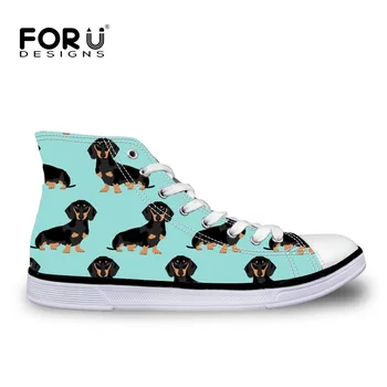 

FORUDESIGNS Football Boots Sneakers for Children Dachshund Dog Printing High Top Children's Shoes for Boys and Girls Flats Shoes
