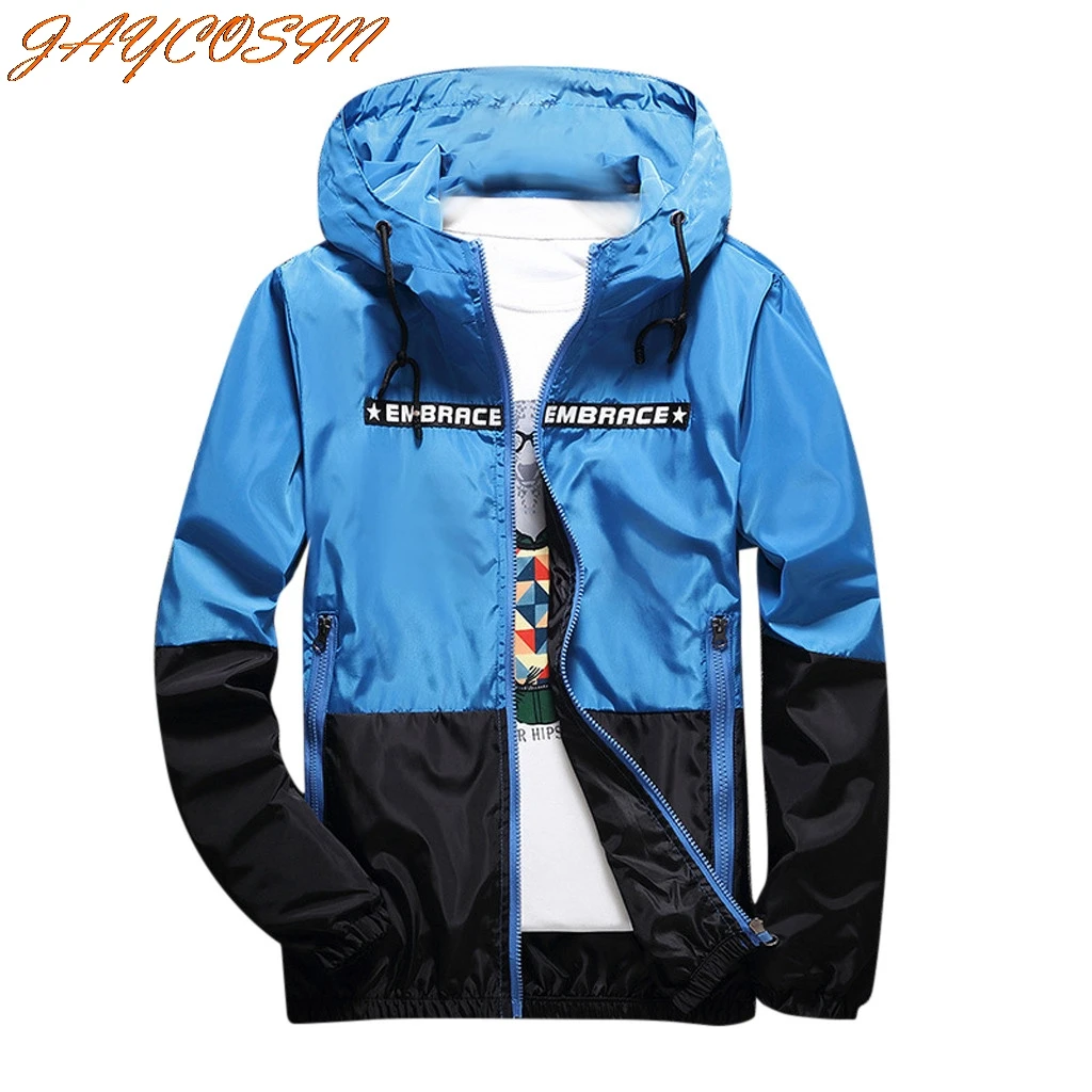 

JAYCOSIN Hot High Quality Fashion Design Men's Autumn Winter Alphabet Printing Color Collision Hoodie Outdoor Jacket Coat New
