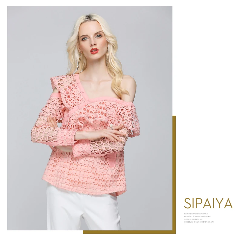 Ruffles Irregular Skew Collar Shirt (9)