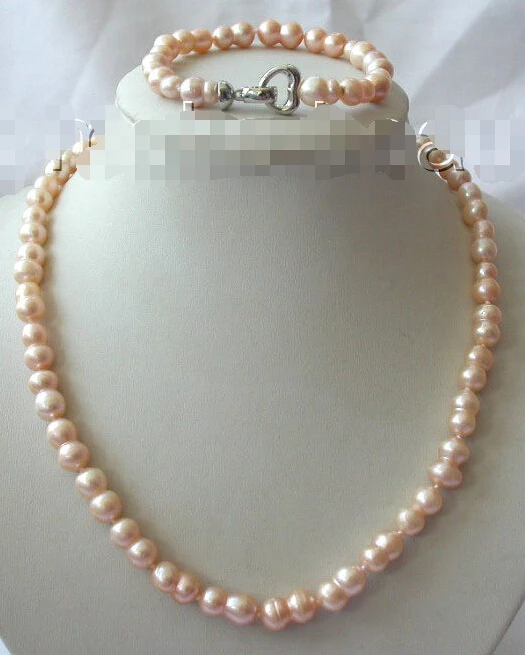 

shipping stunning big 15mm baroque pink freshwater pearl necklace bracelet set h664