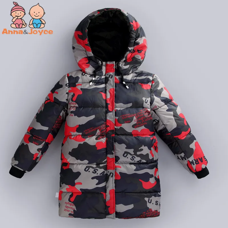 

2018 New Boys' Coat Down Jacket For Children's Outdwear Clothing Hooded Camouflage Suit Warm Down Jacket
