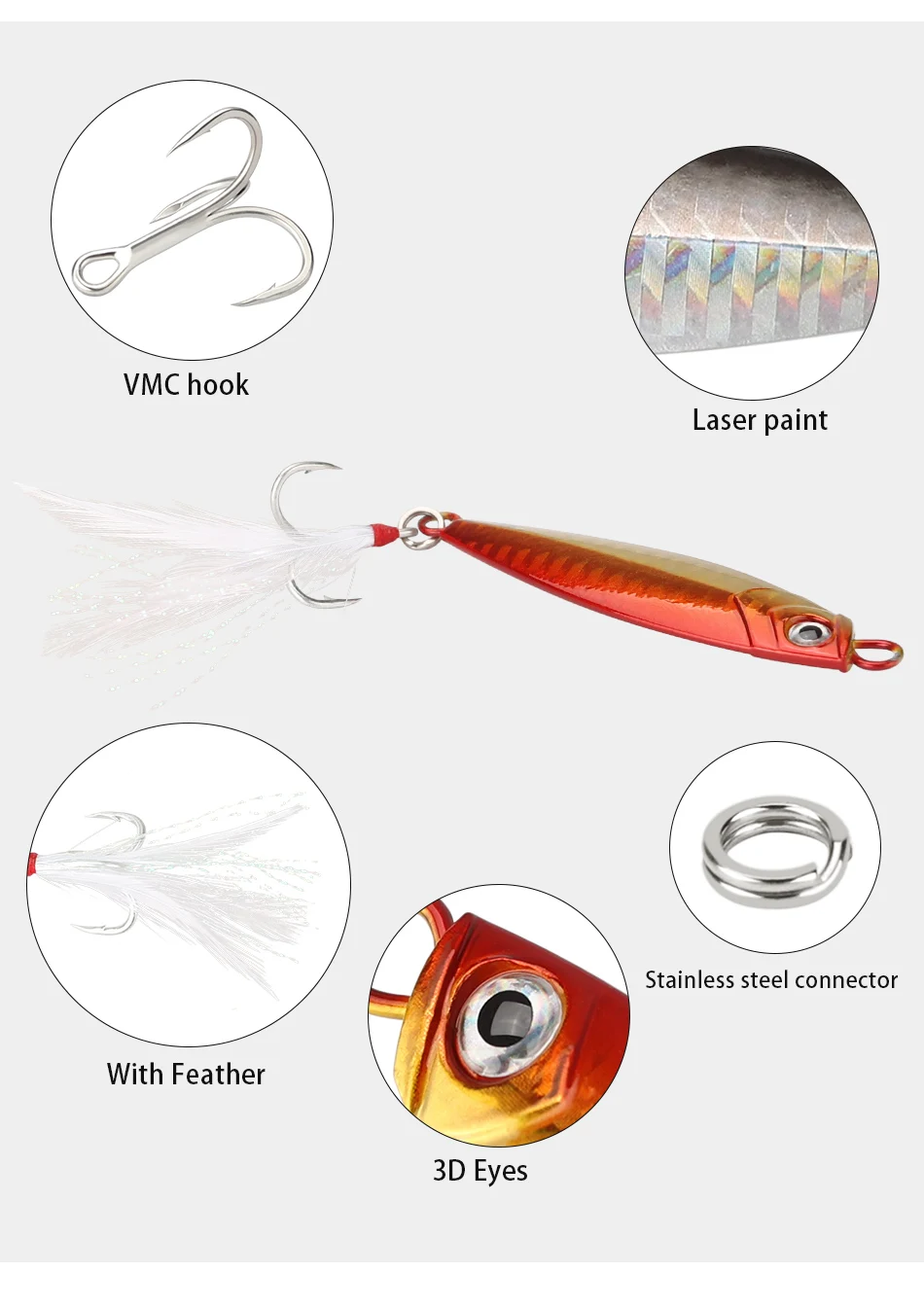 Isca para Carpa Isca de Pesca Isca de Pesca de Corrico Dagezi Lote Metal Jig Isca Dura 10g 20g 30g Saltwaterjigging Sinking de Corrico 6 Pçs - 5 High Quality Esporte e Lazer