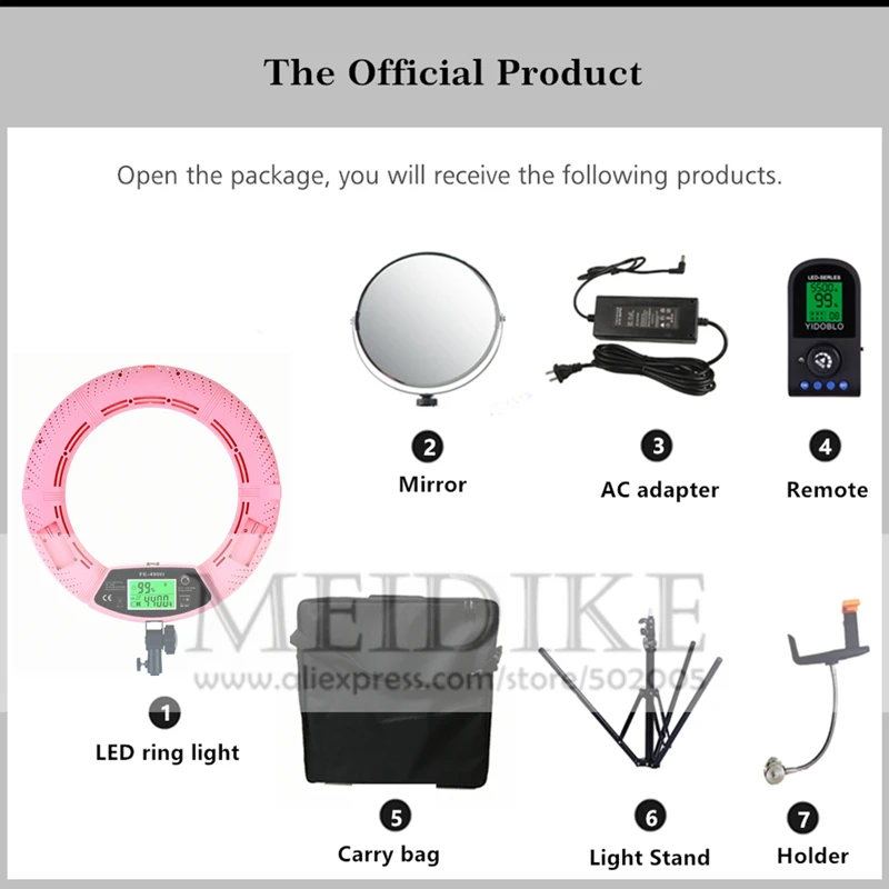96 Вт Yidoblo FE-480II био-цвет регулируемый кольцевой светильник для макияжа красивый светодиодный светильник-кольцо фотографический вещательный светильник+ подставка+ сумка
