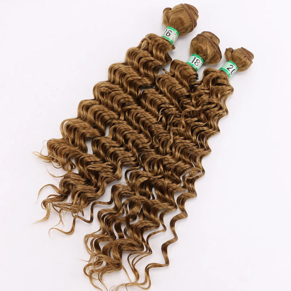 Золотой цвет глубокая волна 70 г/шт. волоконно плетение синтетические волосы для наращивания для женщин