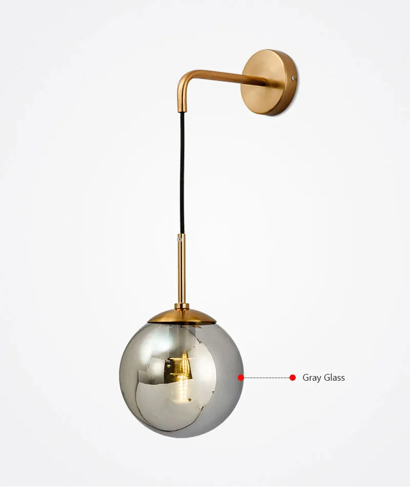 Nordic Post Modern LED Wall Lamp Creative Glass Ball Mirror Bedside Wall Lamps Vintage Wall Light For Living Room Heme Deco (6)