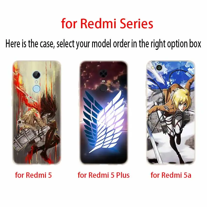 Чехол силиконовый прозрачный с постером атака на Титанов для Xiaomi Redmi 9A 8A 7A 6A 9AT Note 9