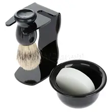 Новое поступление Барсук кисточка для бритья щетины+ помазок с акриловым покрытием держатель+ чаша+ мыло для бритья