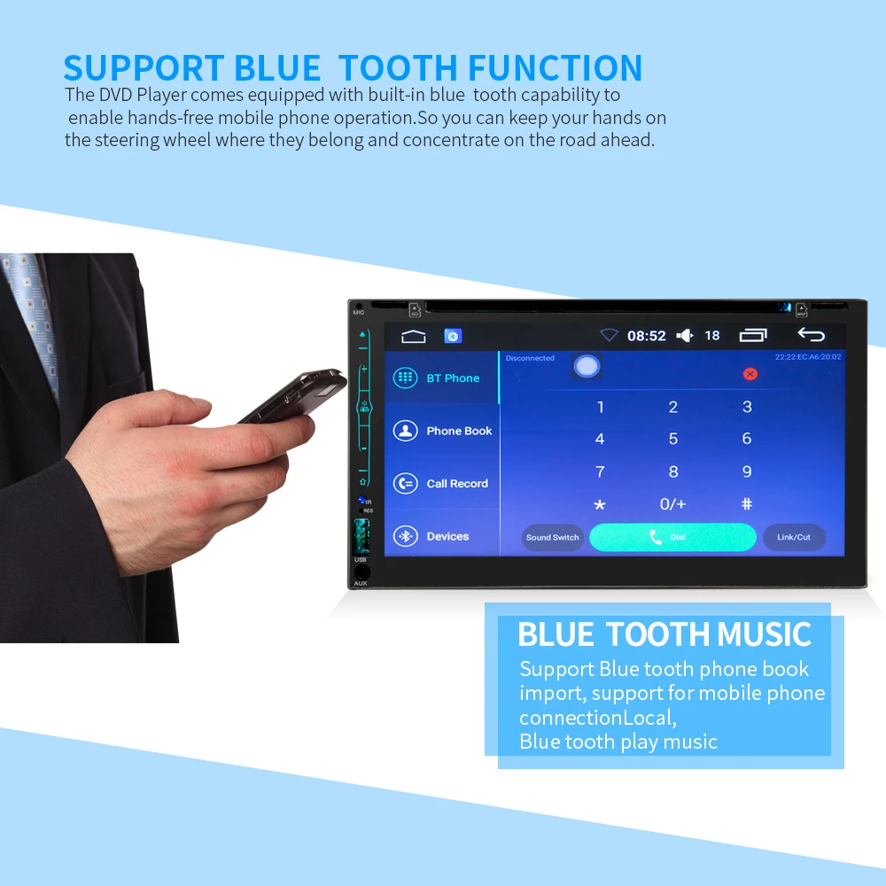 Discount 2 din car digital stereo android system FM radio gps navigation video DVD Mp5 multimedia player bluetooth wifi rear view camera 6