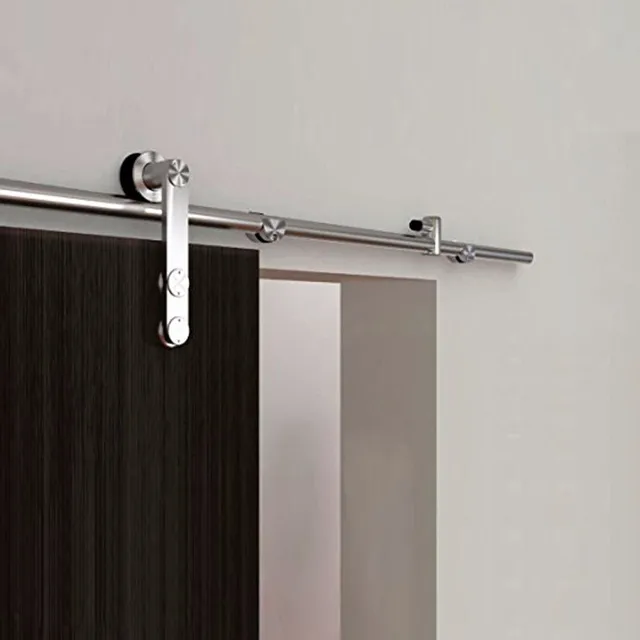 Stainless Steel Single Barn Door Hardware 6 6ft Interior Top Mounted Stainless Steel Single Barn Door Hardware 6 6ft Interior Top Mounted Sliding Roller Kits