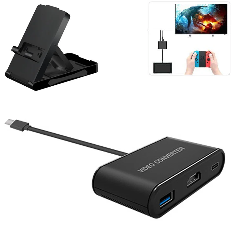 

Portable Dock Type-C to HDMI Adapter Hub USB 3.0 to HDMI Video Converter Dock Station For Nintend Switch NS+Switch Console Hoder