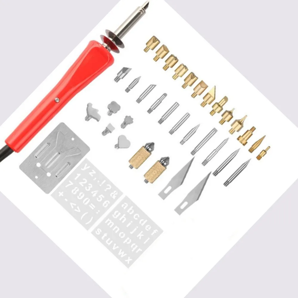 Wood Burning Pen Set 110V/220V Wooden Carving Electric Soldering Irons Tool Soldering Pen Welding Tips & Stencil DIY Home Craft