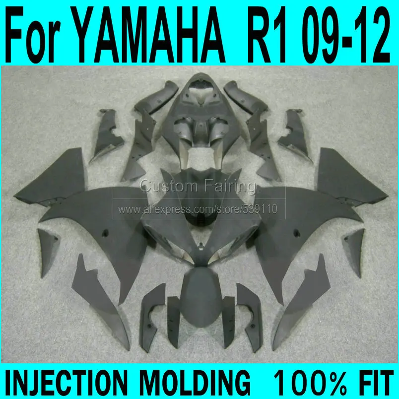 Литые под давлением Обтекатели для YAMAHA YZF R1 09 2009 12 2012 (матовый черный) комплект