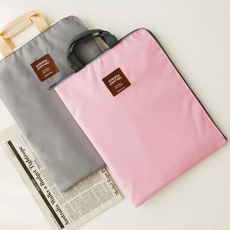 Korean Simple Solid A4 Big Capacity Document Bag Business Briefcase Storage File Folder for Papers Stationery Student Gift file bag office folder binder folder