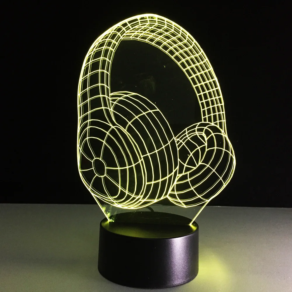 

Usb 7 Colors Changing Creative 3D Vision Music Headset Modelling Table Lamp Led Atmosphere Fixture Baby Sleep Night Light Decor