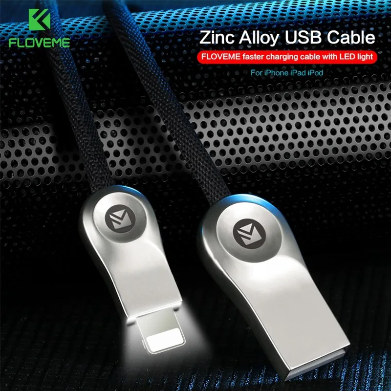 

FLOVEME USB Cable For iPhone X 8 7 Plus LED Lighting USB Adapter Data Cables 2.4A Fast Charging Charger For Apple Devices Cable