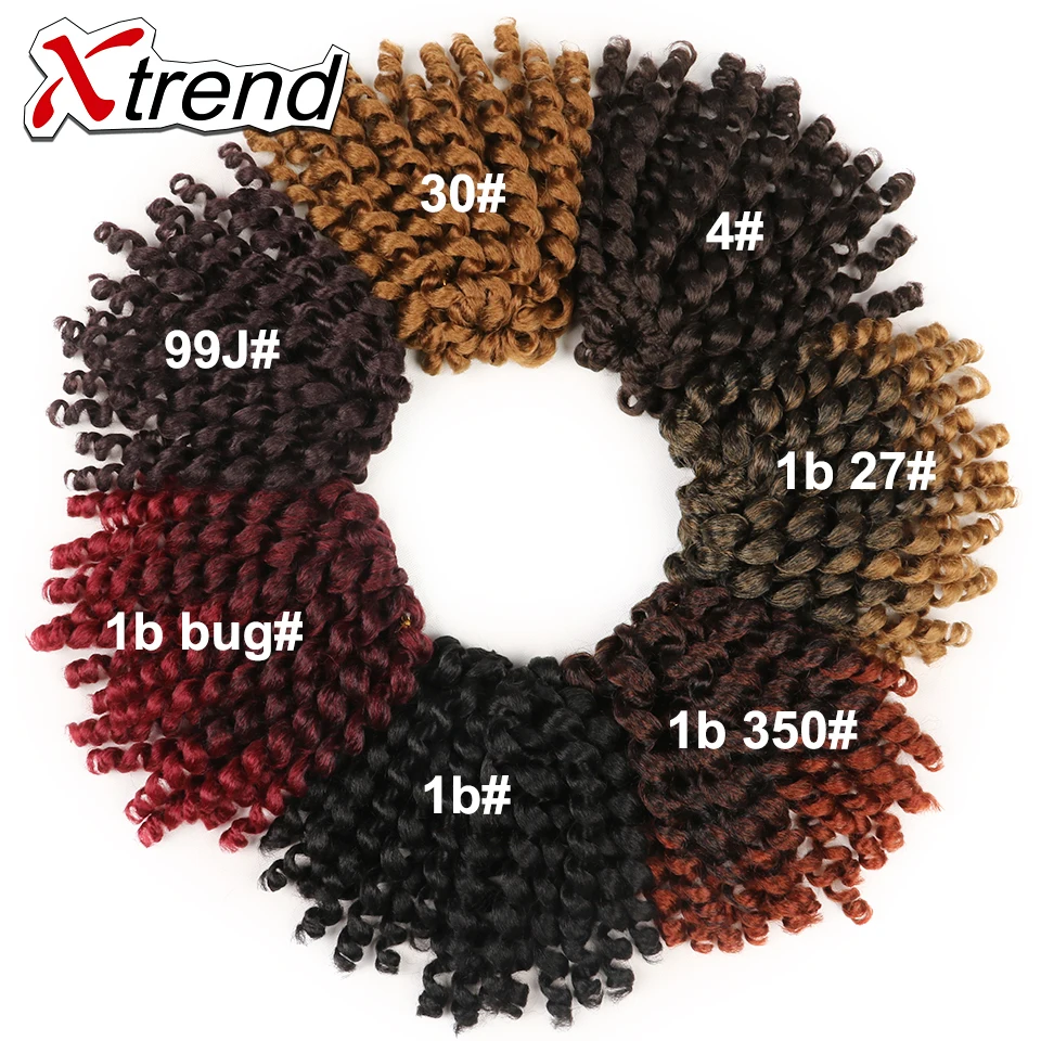 Xtrend 8inch Short Jumpy Wand Curl Bounce Jamaican Crochet Braid Ombre Kanekalon Curly