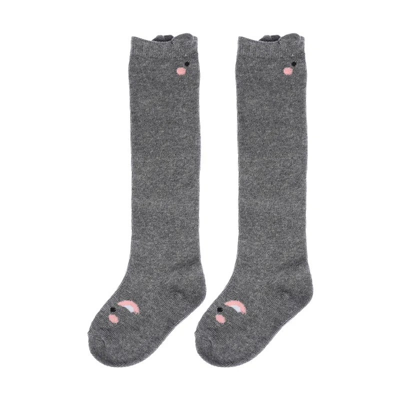 Милые хлопковые носки для малышей с рисунком кота гетры для новорожденных, Хлопковые гольфы детские носки для мальчиков и девочек возрастом от 0 до 3 лет - Цвет: Серый