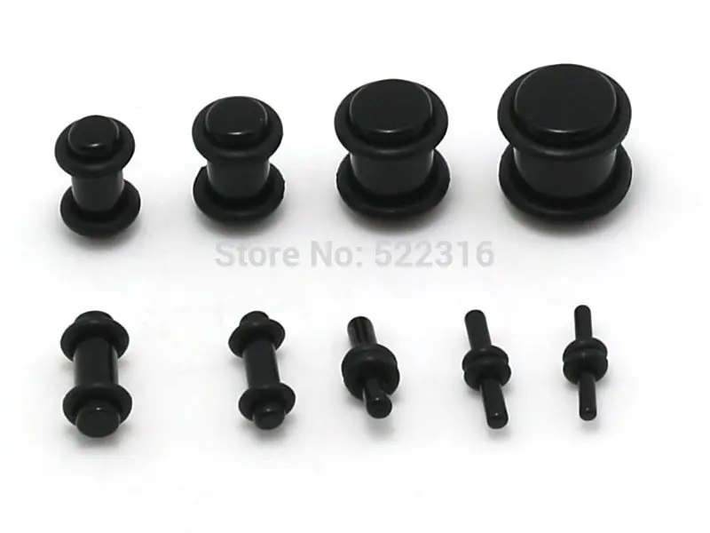Black acrylic fake Plug Stainless Surgical Steel shiny AB coated acrylic jewel 10mm