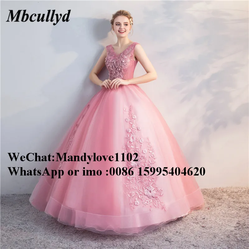 Очаровательные розовые кружевные платья Mbcullyd для Quinceanera 2019 сексуальное бальное