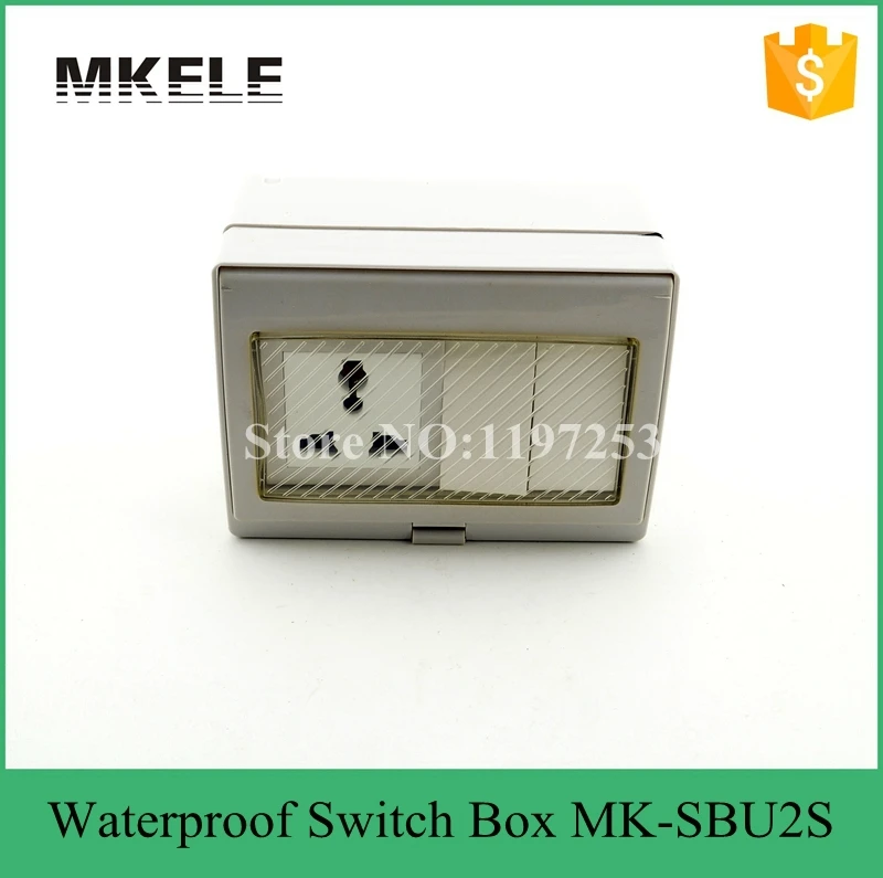 

MK-SBU2S useful hot sale 2 Gang waterproof push button on off wall switch socket 10A 250V,bathroom waterproof switch