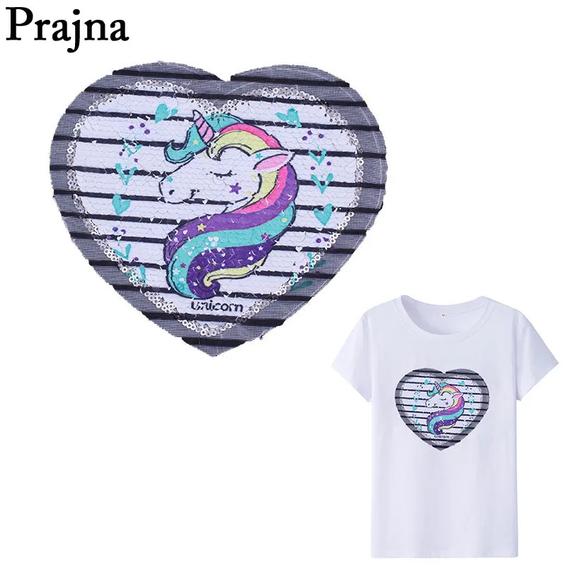

Prajna Unicorn Embroidery Sequin Patches Sew On Manual Garment T-Shirt Patch Appliques Diy Clothes Sticker Accessory E