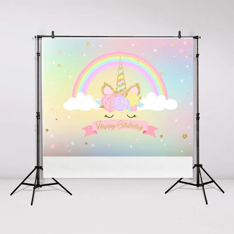 

Wall Hanging Tapestry Rainbow Unicorn Birthday Golden Child Party Bedspread Dorm Cover Beach Towel Home Room Wall Art GT63
