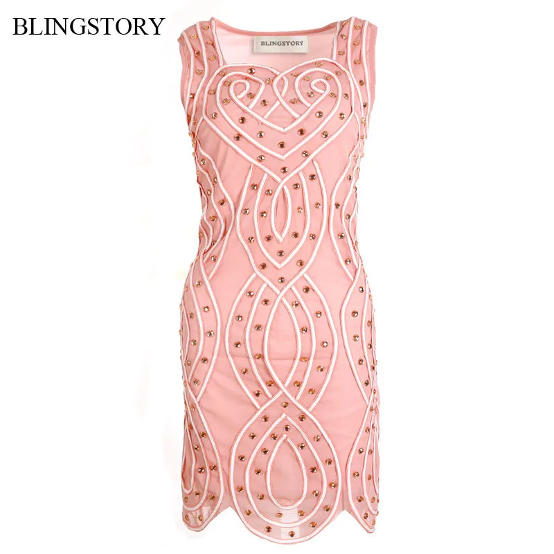 

BLINGSTORY European And American Nightclub Sexy Spaghetti Strap Sequined Bead Black Dress Clothing Stores Cheap Dropship KR3020