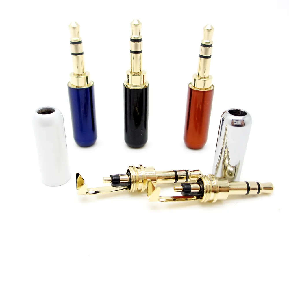  High Quality 4pcs/lot  3.5 mm Audio Jack Gold-plated Adapter Earphone plug For DIY Stereo Headset  Earphone 