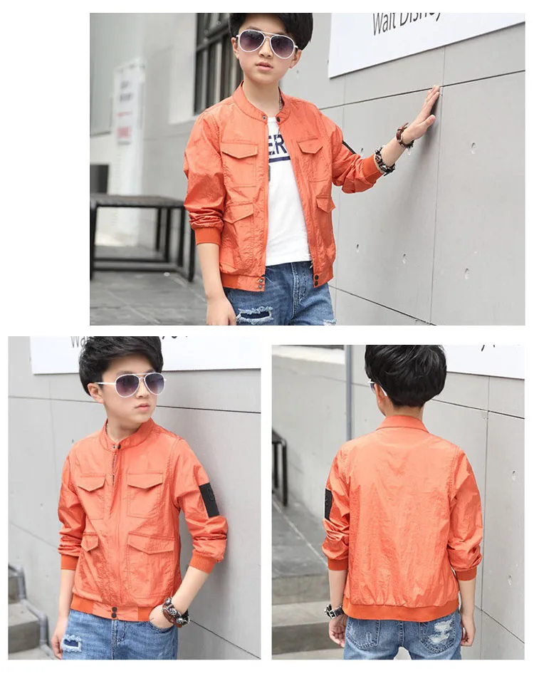 Teenage Boys Outerwear Coat Children's Wear New 2018 Spring and Summer Little Boys Fashion Solid Jackets For Kids Tops Clothing (9)