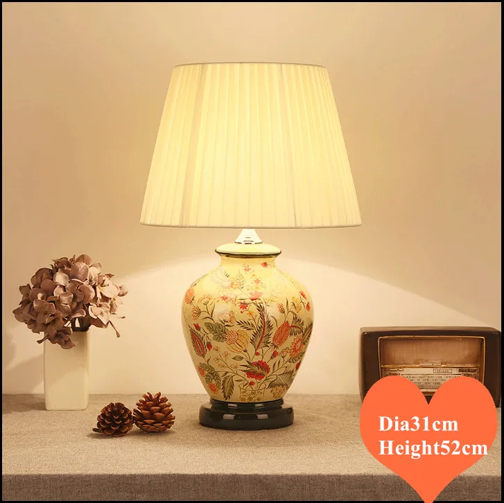 В китайском стиле ветки и листья Керамические настольные лампы светло-желтая ткань абажур E27 светодиодный настенный светильник для постели и фойе чайная MF002