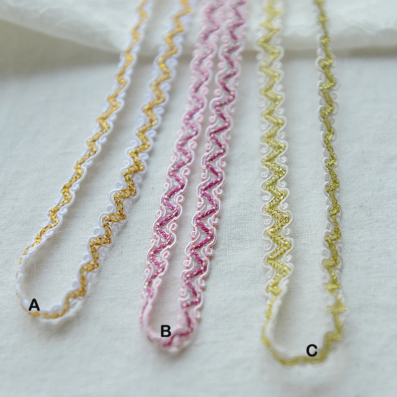 30 meters 1CM 0.39" wide gold pink braided lace trim tapes ribbon for