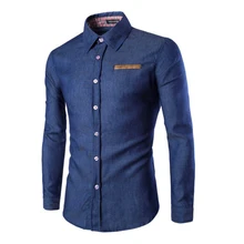 

New Men's Brand Shirt Pocket Fighting Leather Shirt Long-Sleeve Fashion Casual Slim Men's Dress Shirt Camisa Masculina M-3XL