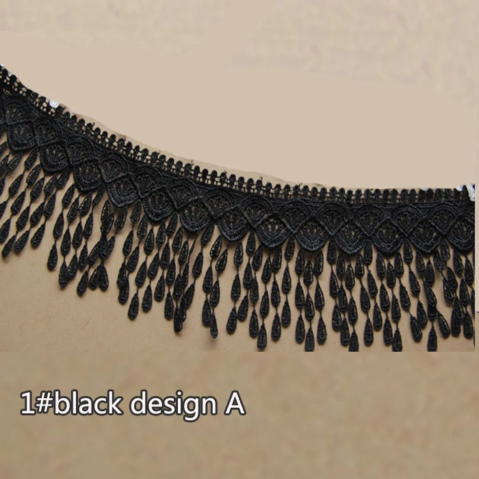 Кисточка кружевная отделка свадебное платье лента вышитая аппликация DIY аксессуары пошива одежды - Цвет: 1 black design A