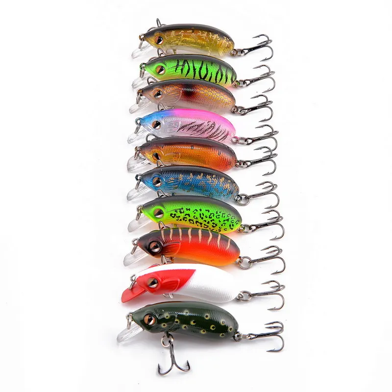 10Pcs/set  Artificial Fishing Lures VIB 8# Hooks 7.5g/5cm Laser Hard Minnow Bait Ocean Beach Seawater Fishing Tackle