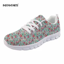 INSTANTARTS/дышащая женская обувь на плоской подошве с сетчатым верхом; женские летние кроссовки с цветочным принтом и электрогитарой; повседневные кроссовки на шнуровке