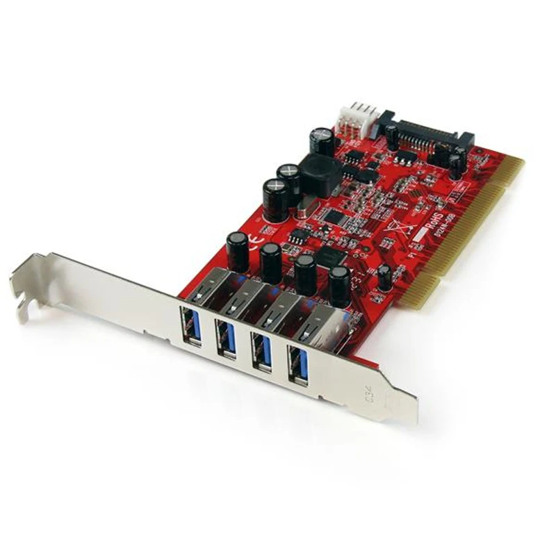 

StarTech.com Tarjeta Adaptador PCI USB 3.0 SuperSpeed de 4 puertos con Conector LP4 SATA - Hub Concentrador Interno