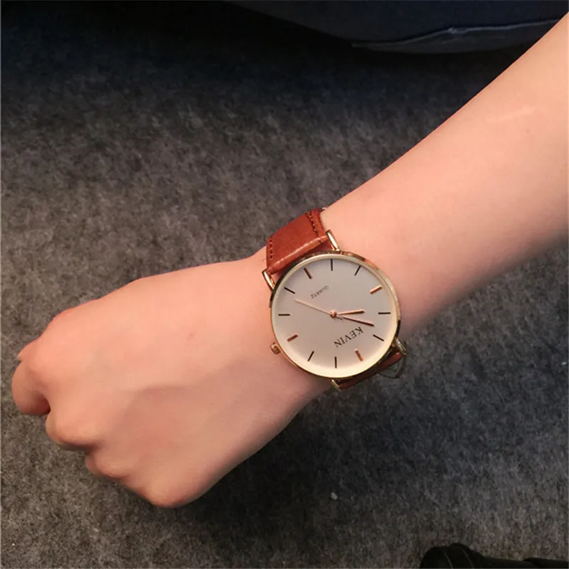 

luxury Brand Fashion Crystal Women Watches Simple Design brown genuine leather Band Quartz Wrist Watches Men Gifts reloj mujer