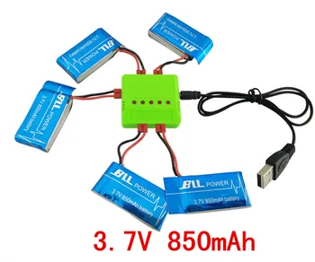 

5PCS 3.7V 850mah battery and charger SYMA X5HW X5HC RC axis remote control aircraft accessories parts