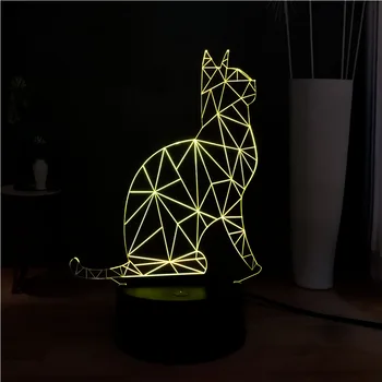 

Dream Master 3D Cat Illusion Acrylic 7Color Change LED Bedroom Dec USB Table Night Light Holiday Birthday Fun Lamp Free Shipping