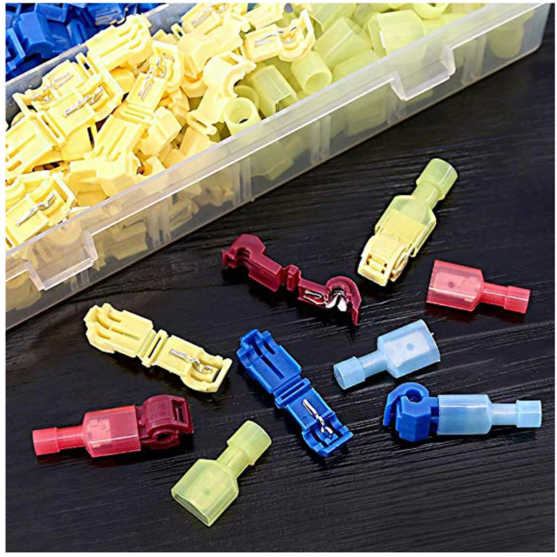 240 шт. 22-16/16-14/12-10 калибр нейлон Электрические Изолированные Quick Splice Spade и T-Tap обжимной терминалы инструменты для наращивания волос