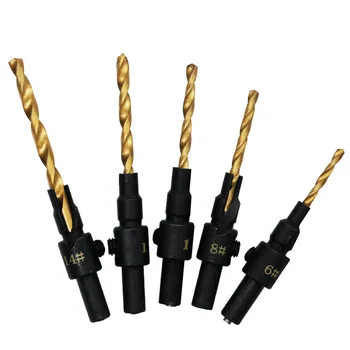 

5pcs Countersink Drill Woodworking Drill Bit Set Drilling Pilot Holes For Screw Sizes #6 #8 #10 #12 #14