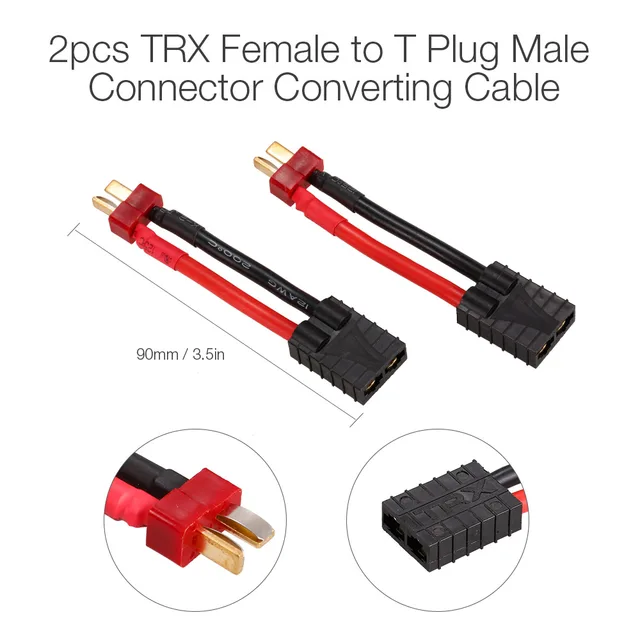 2pcs Female Trx Connector To Male Deans T Type Plug Ultra