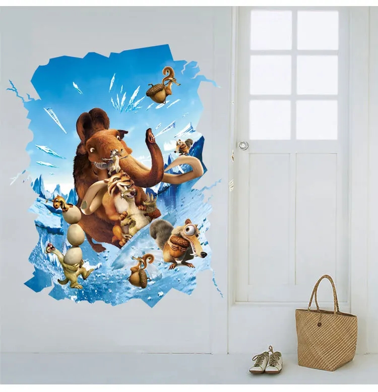 Ice Age Wall Sticker Removable Pvc Material Catton Theme Ice Age Wall Sticker Removable Pvc Material Catton Theme Ornaments Kid S Room Animal Through Wallpaper Home Decor Mural In Wallpapers From