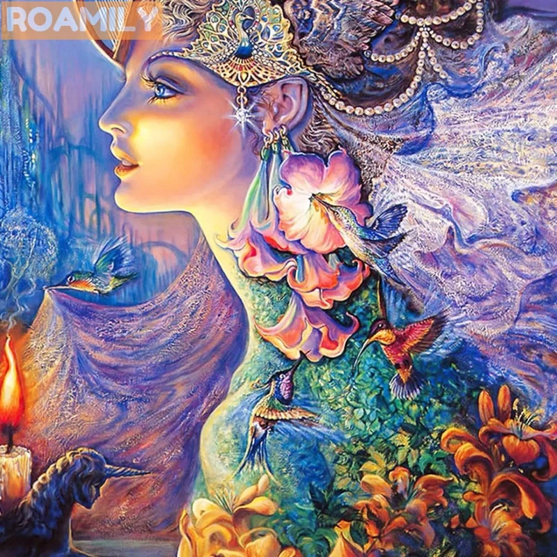 

ROAMILY,5d Diamond Painting,Colorful Princess Fantasy Fairy,Diamond Art,Full Display,Cross Stitch,Full Square/Round Rhinestones