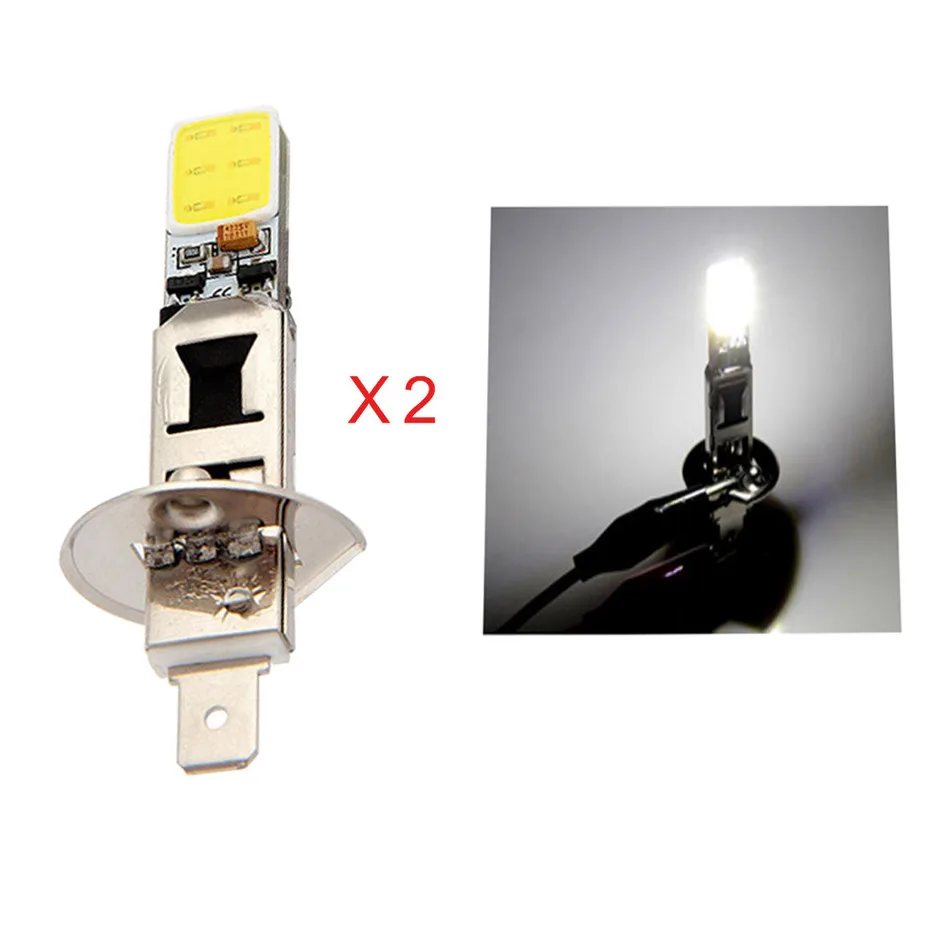 

2 Pieces/lot H1 LED Fog Lights Xenon White 6000K COB LED Bulbs DRL Driving Lamps Car Auto Lights Car Styling