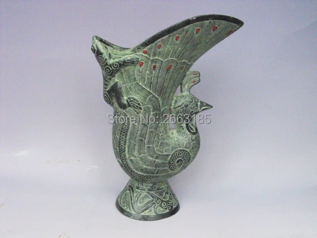 Goedkoop Chinese Antieke Brons Imitatie Lucky Phoenix Vogel Cup Carven Kikker Jue Mascotte Woonkamer Woondecoratie Ambachtelijke