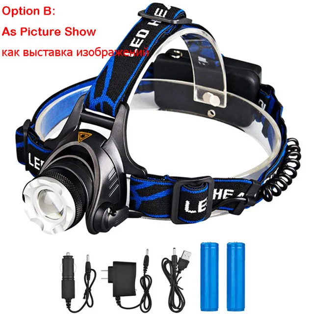 

Headlight Rechargeable Waterproof Zoomable 3 Mode LED Headlight Torch LED Flash Light Hunting Camping Tactical Flashlight luz
