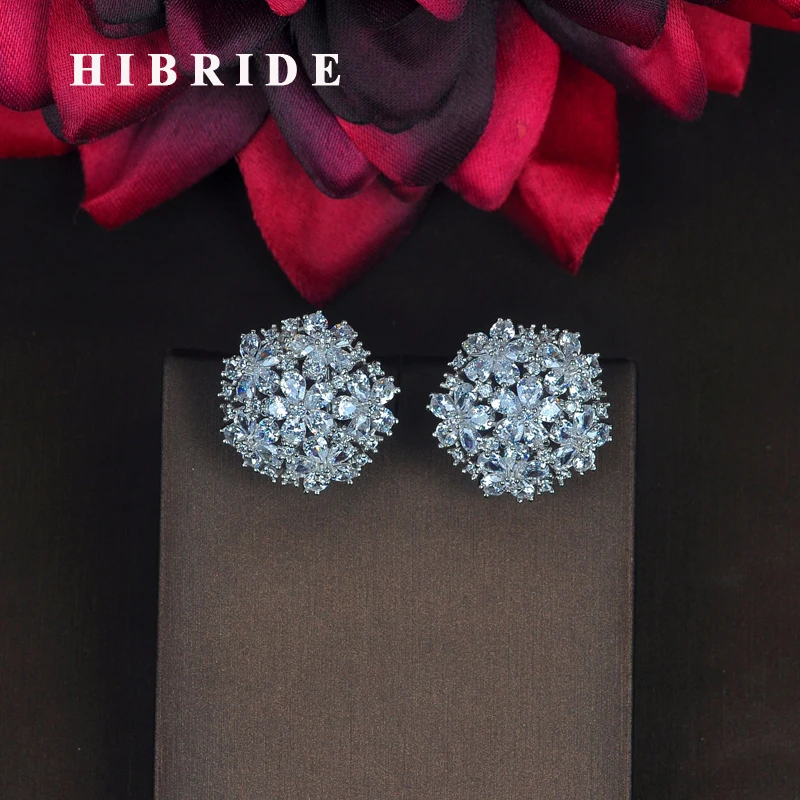 Hiневесты Элегантные украшения сверкающие AAA+ серьги с цирконием кубической огранки дизайн белое золото цвет серьги женские вечерние подарки E-809